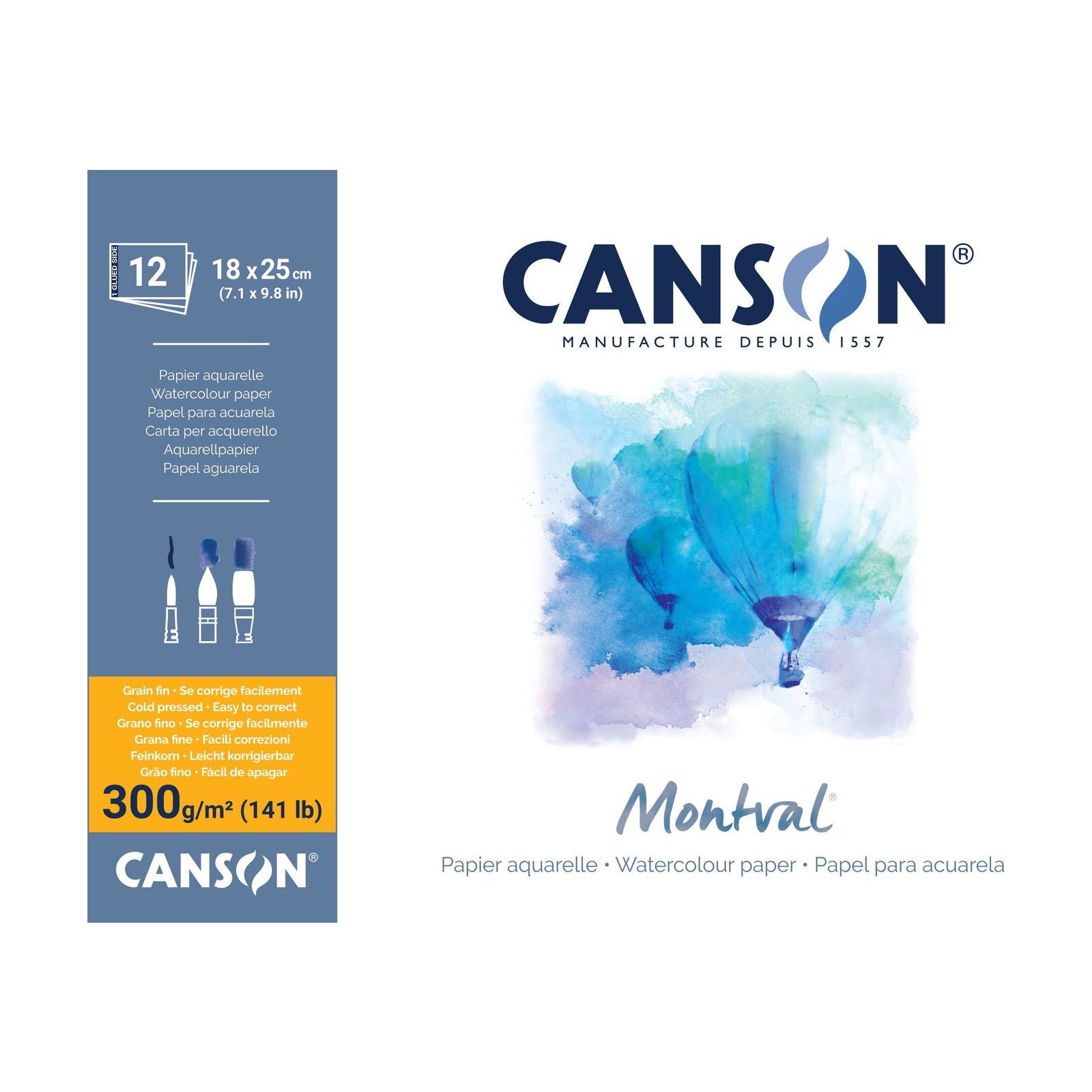 CANSON Montval blok do akwareli CP 300 g/m² - 12 arkuszy, 18 x 25 cm