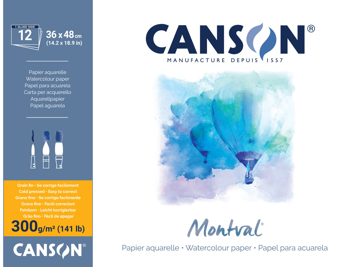 Canson Montval blok do akwareli CP 300 g/m² - 12 arkuszy, 36 x 48 cm klejony