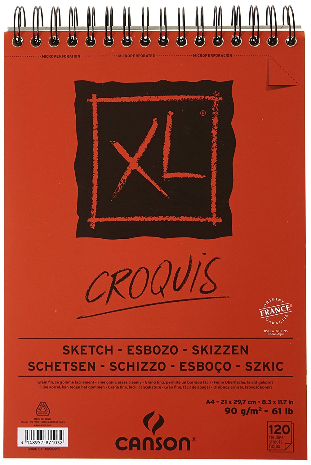 CANSON XL Croquis blok do rysowania 90 g/m² A3 - 120 arkuszy, spirala u góry