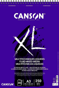 Canson XL Fluid Mix Media blok 250 g/m², 30 arkuszy, A3, spirala