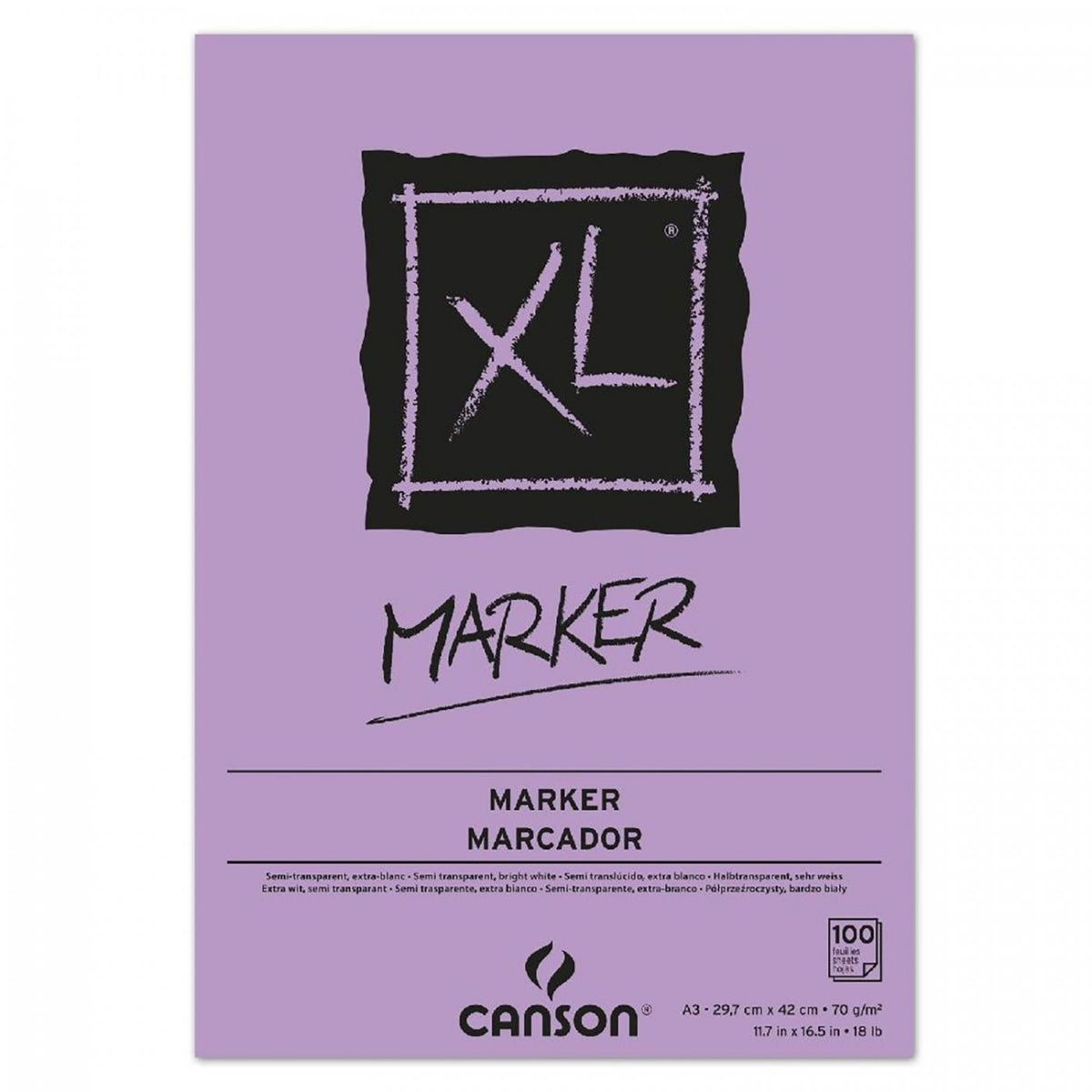 Canson XL Marker blok do markerów 70 g/m² A3 – 100 arkuszy klejony