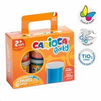Carioca farby do malowania palcami Baby 2+, papierowa walizeczka, 6 × 80 ml