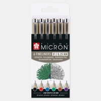 Cienkopisy kreślarskie Sakura Pigma Micron 01 0,25 mm zestaw 6 kolorów