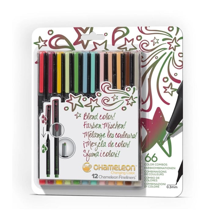 Cienkopisy tonalne Chameleon Fineliners Designer Colors 12 szt. | Artmie