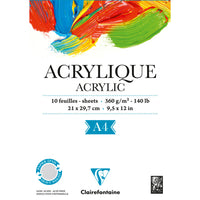 CLAIREFONTAINE blok do akryli 360 g/m² 10 arkuszy A4 klejony