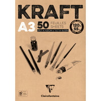Clairefontaine blok z papieru kraft klejony – 120 g 50 ark. A3