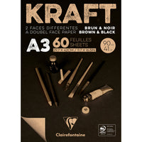 Clairefontaine blok z papieru kraft klejony – 90 g 60L A3 Brązowy i czarny