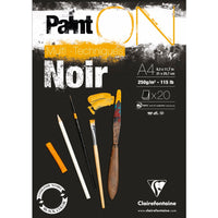 Clairefontaine Paint'On Mix Media blok 250 g 20K klejony Black