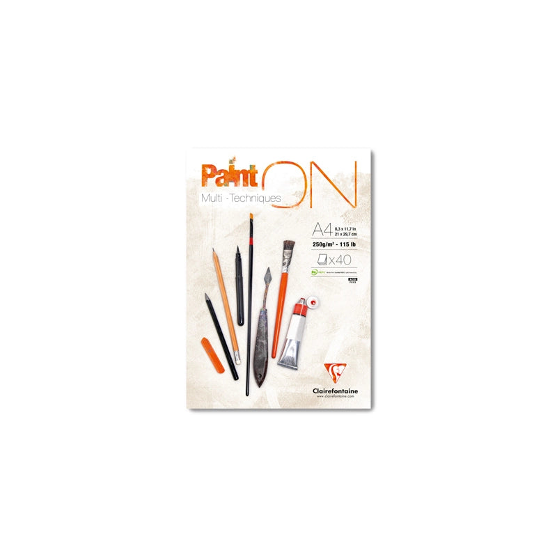 Clairefontaine Paint'On Mix Media blok 250 g 40K klejony Extra White