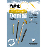 Clairefontaine Paint'On Mix Media blok 250 g klejony – 15L A3 Denim Blue