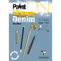 Clairefontaine Paint'On Mix Media blok 250 g klejony – 15L A4 Denim Blue