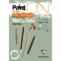 Clairefontaine Paint'On Mix Media blok 250 g klejony – 30L A3 Szarozielony