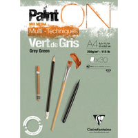 Clairefontaine Paint'On Mix Media blok 250 g klejony – 30L A4 Szarozielony