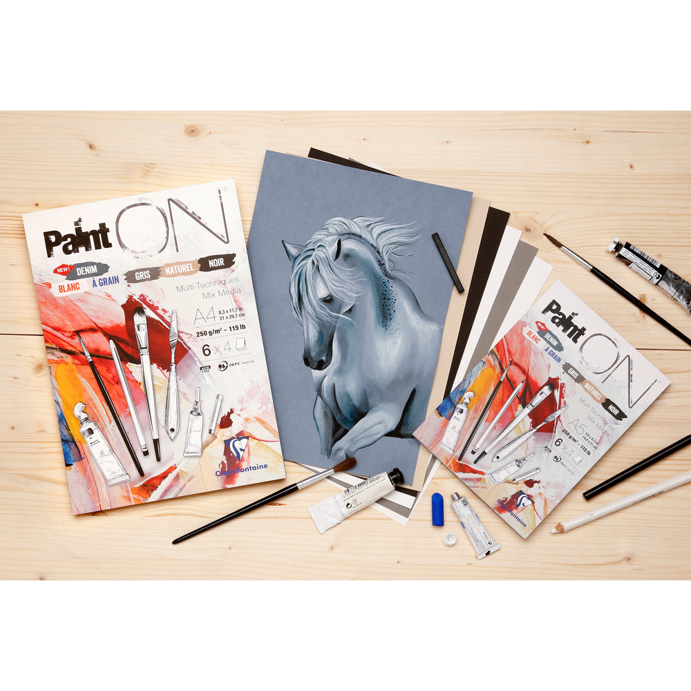 Clairefontaine Paint'On Mix Media blok nr 6 250 g 24K klejony różne kolory