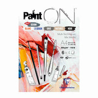 Clairefontaine Paint'On Mix Media blok nr 6 250 g 24K klejony różne kolory