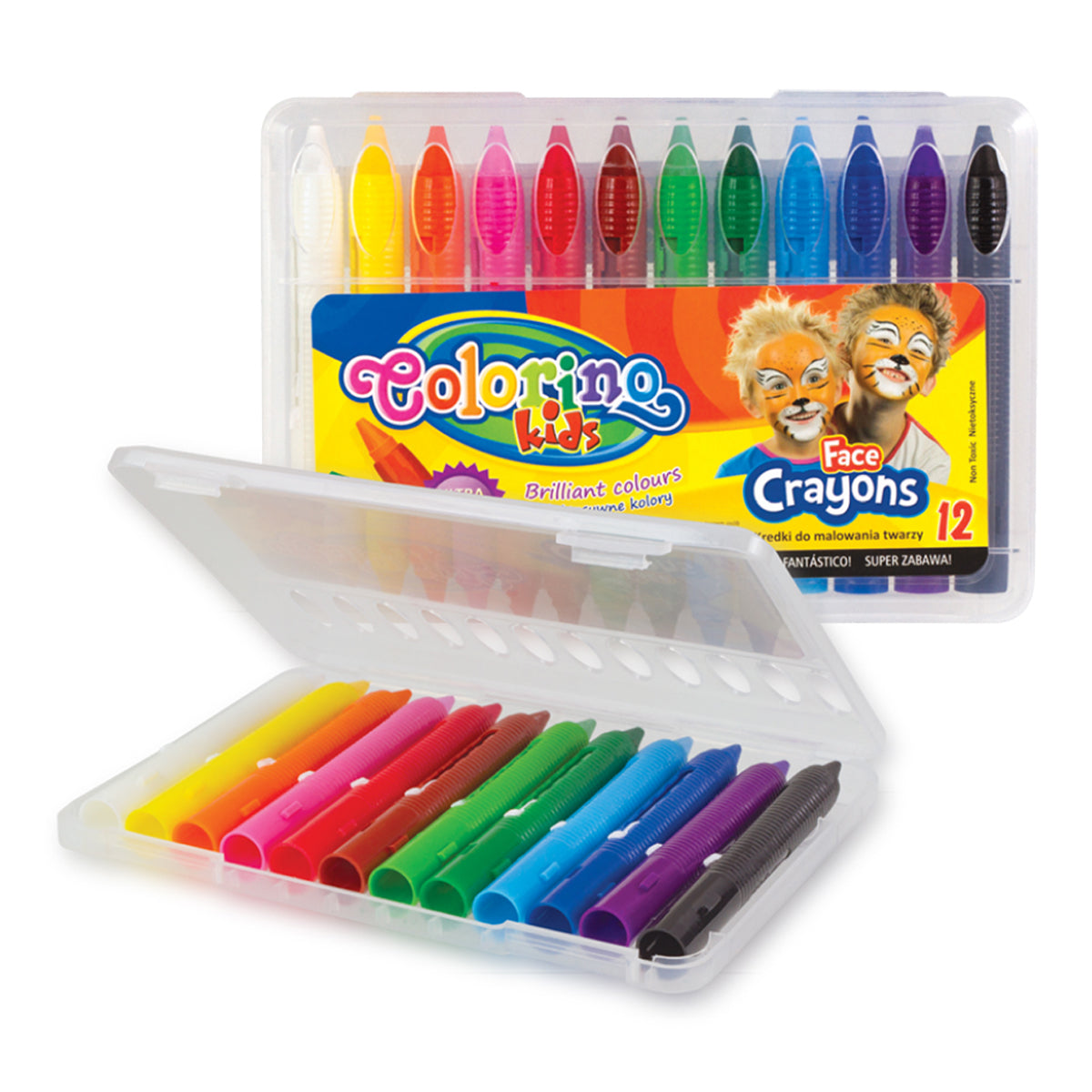 Colorino farby do malowania twarzy w sztyfcie, w etui – 12 kolorów