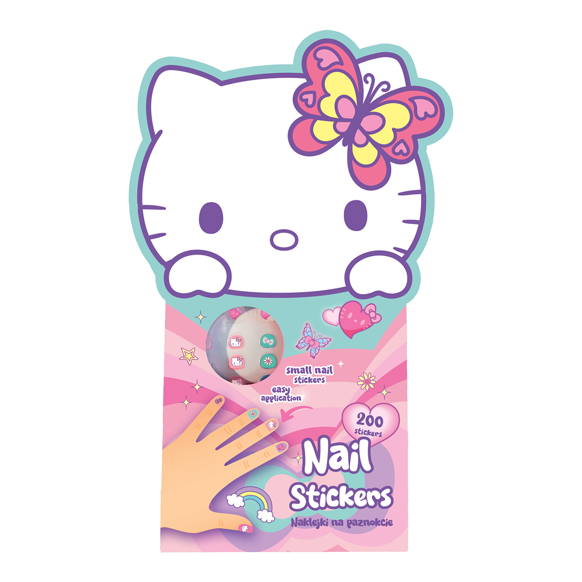 Colorino naklejki na paznokcie Hello Kitty, 200 szt., mix kolorów