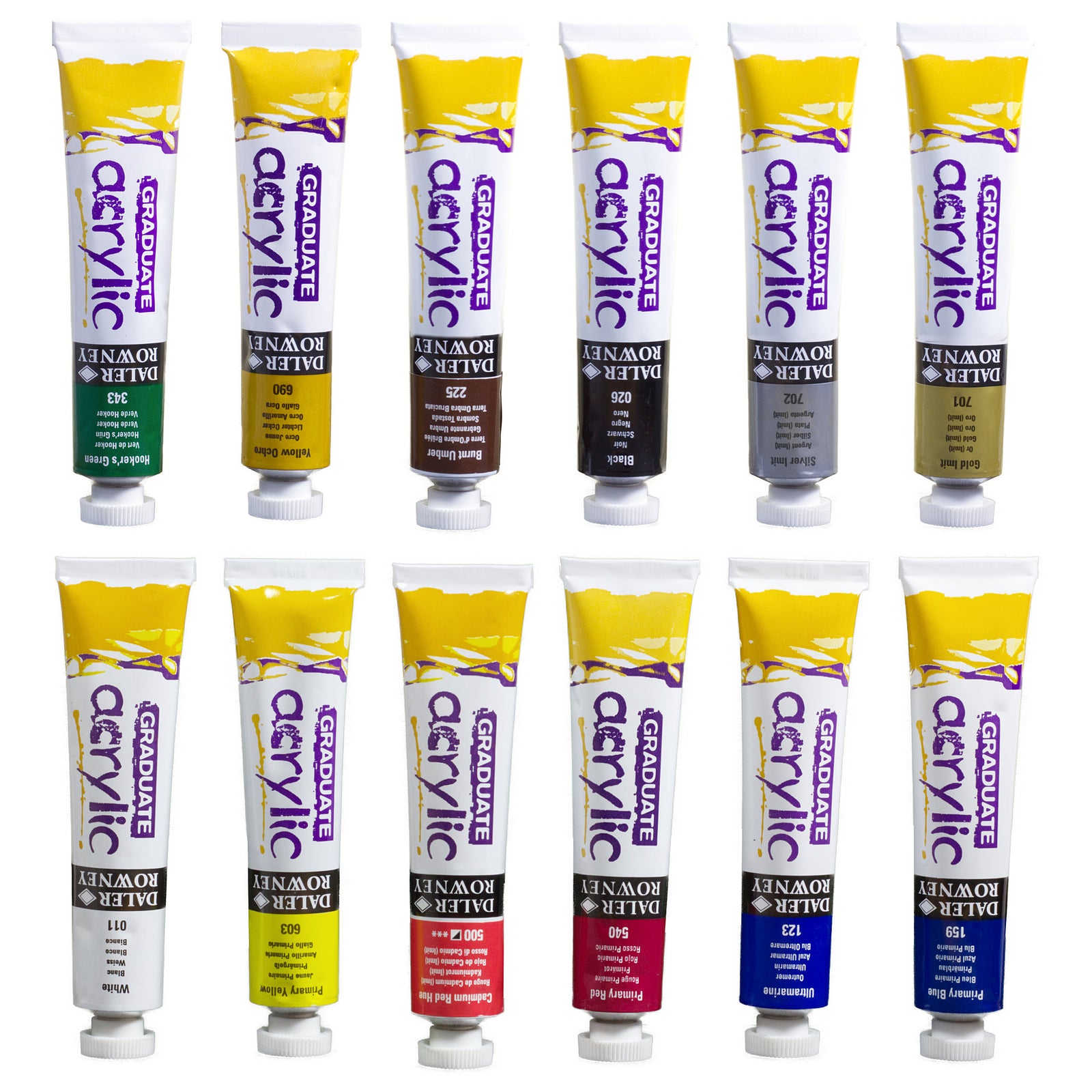 DALER ROWNEY Graduate zestaw farb akrylowych 12 x 22 ml