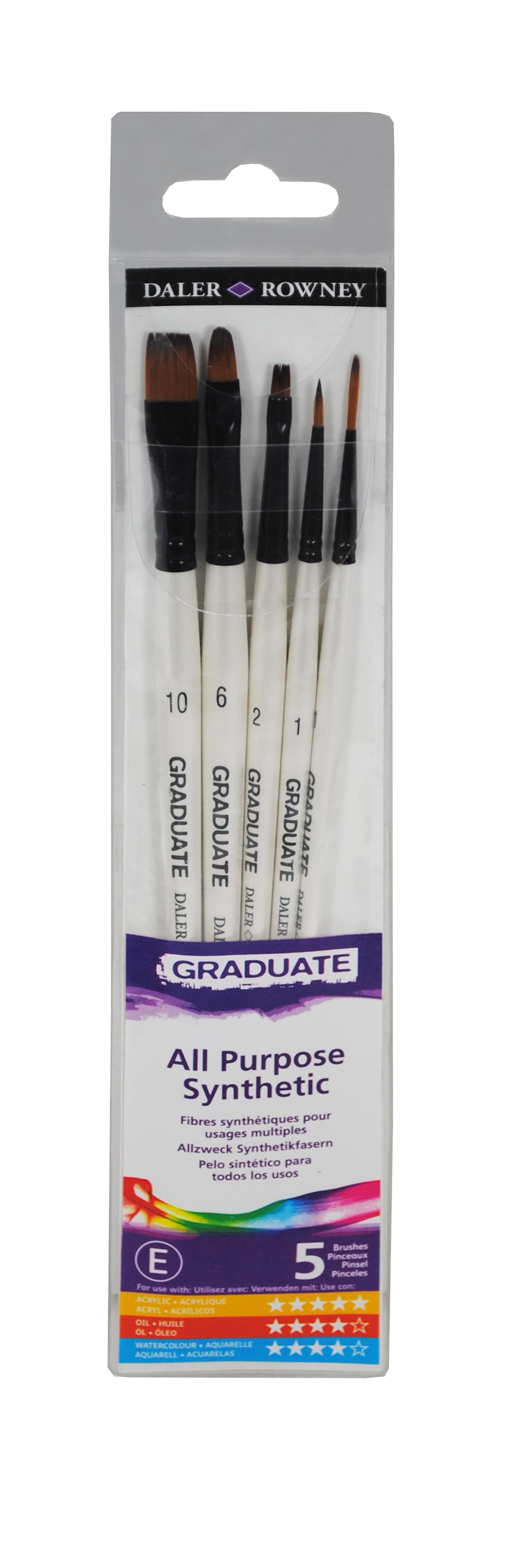 Zestaw uniwersalnych pędzli syntetycznych DALER ROWNEY Graduate – 5 szt.