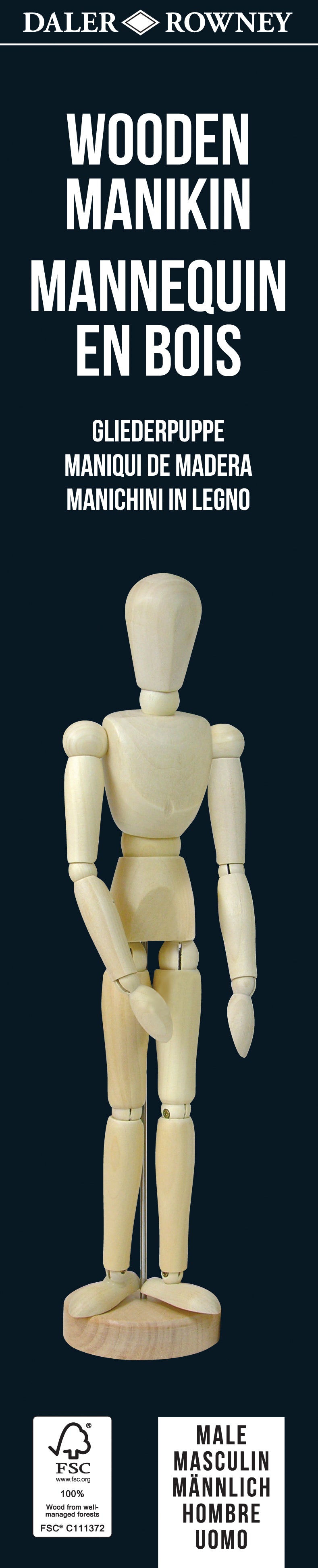 Drewniany manekin chłopiec DALER ROWNEY 30 cm