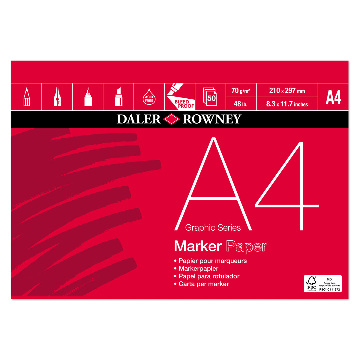 Blok do markerów DALER ROWNEY Marker Graphic A4 70g 50 arkuszy