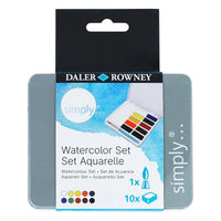 DALER ROWNEY Simply zestaw akwareli 10 półkostek z pędzlem