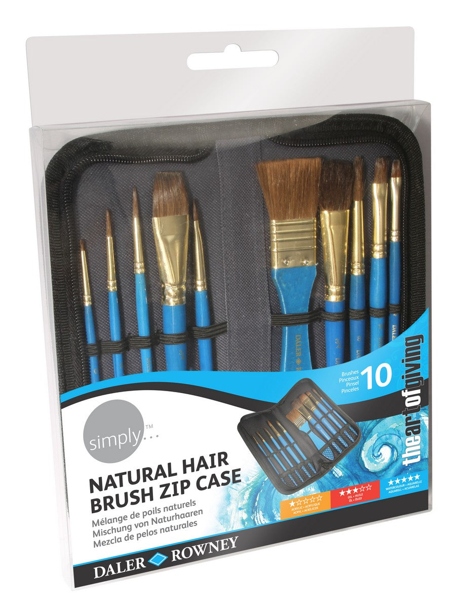 DALER ROWNEY Simply zestaw pędzli do akwareli w piórniku – 10 szt.