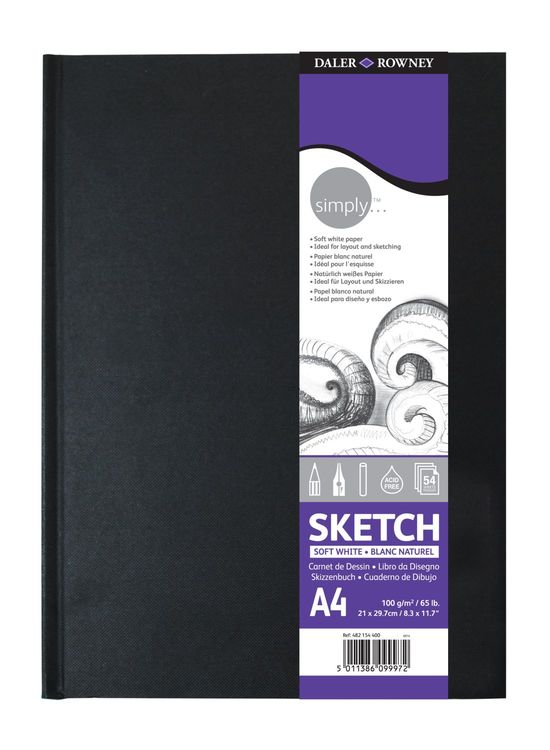 Szkicownik DALER ROWNEY Simply ekstra biały 100 g A4 54K oprawa twarda