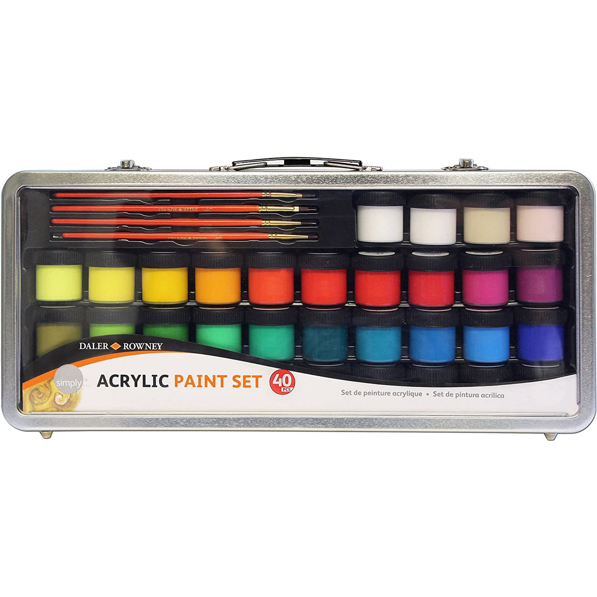 DALER ROWNEY Simply zestaw farb akrylowych 40 szt. w metalowej walizce