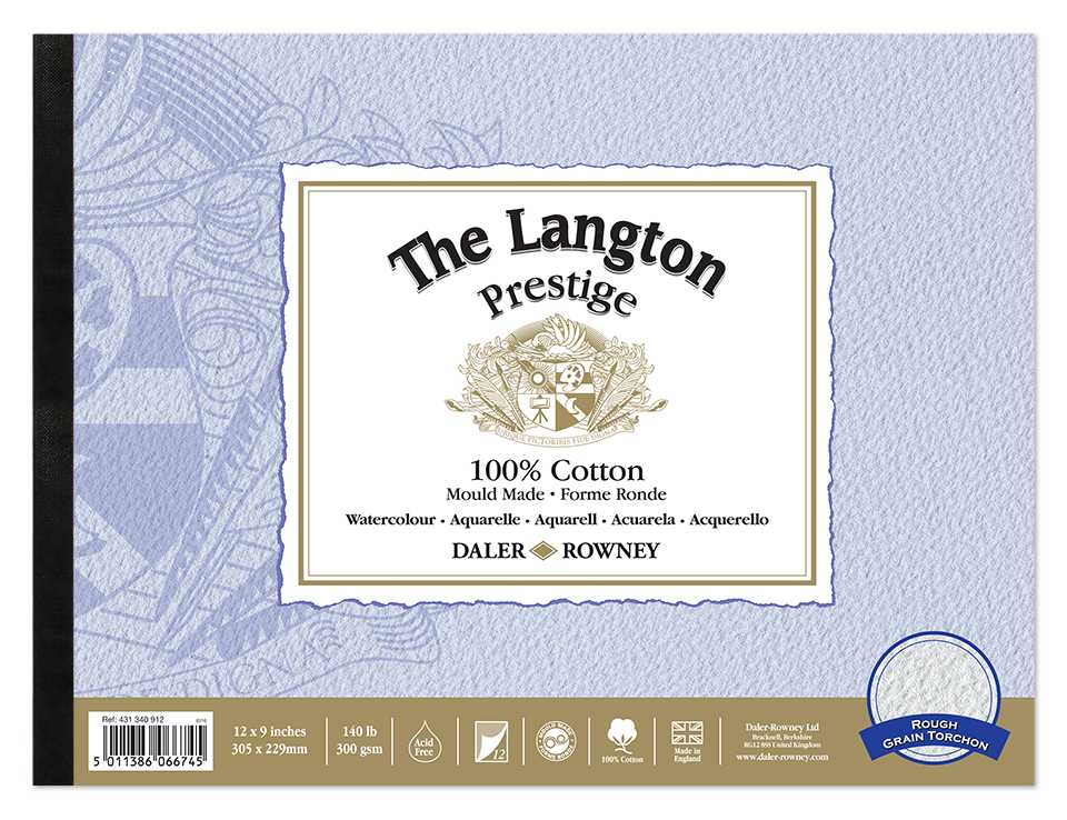 DALER ROWNEY The Langton Prestige blok akwarelowy CP Natural White 300 g 12K 25,4 x 35,6 cm – R Natural White 300 g, 12 listov - 22,9 x 30,5 cm