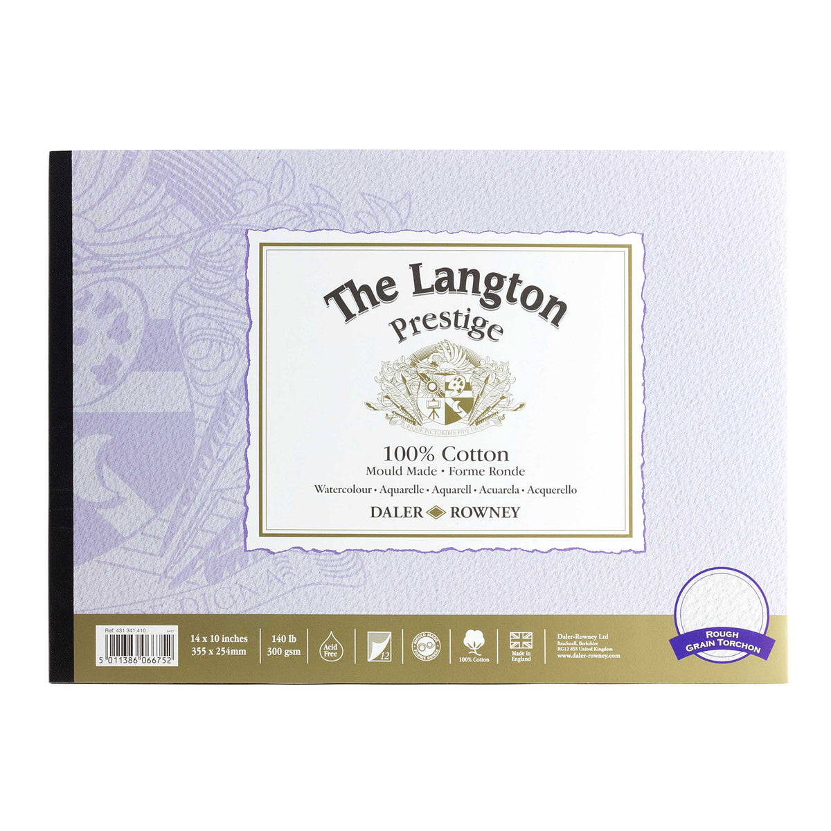DALER ROWNEY The Langton Prestige blok akwarelowy CP Natural White 300 g 12K 25,4 x 35,6 cm – R Natural White 300 g - 12 listov - 25,4 x 35,6 cm