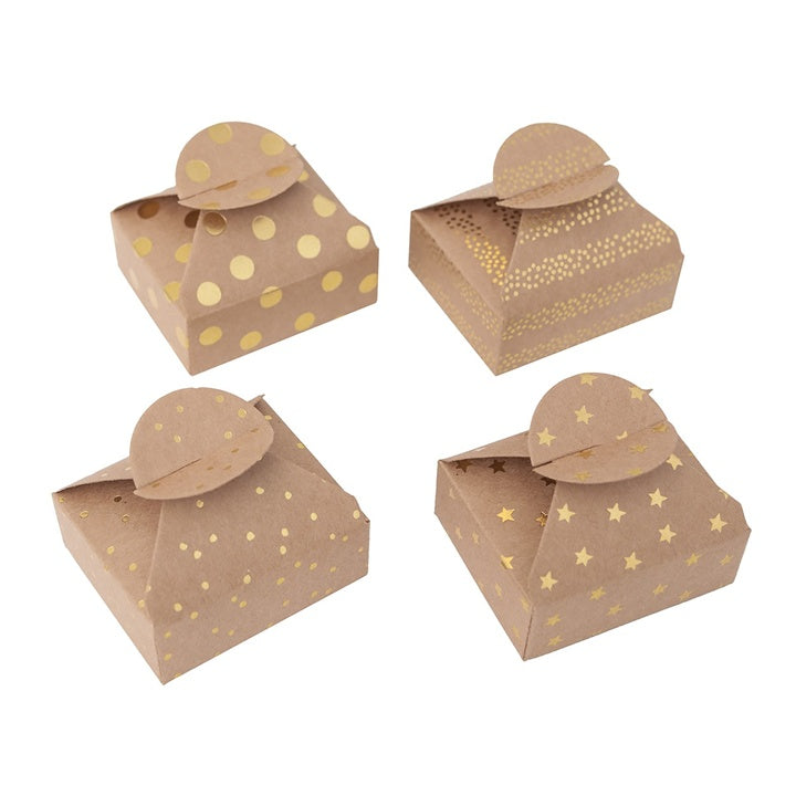 Pudełka prezentowe ze złotym wzorem 6x7,5x2,5 cm – 4 szt.
