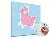 Malowanie według liczb PINK LAMA SINGLE CUT – na ramie
