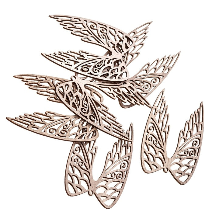 Drewniane skrzydła 9 cm / zestaw 6 sztuk | Artmie