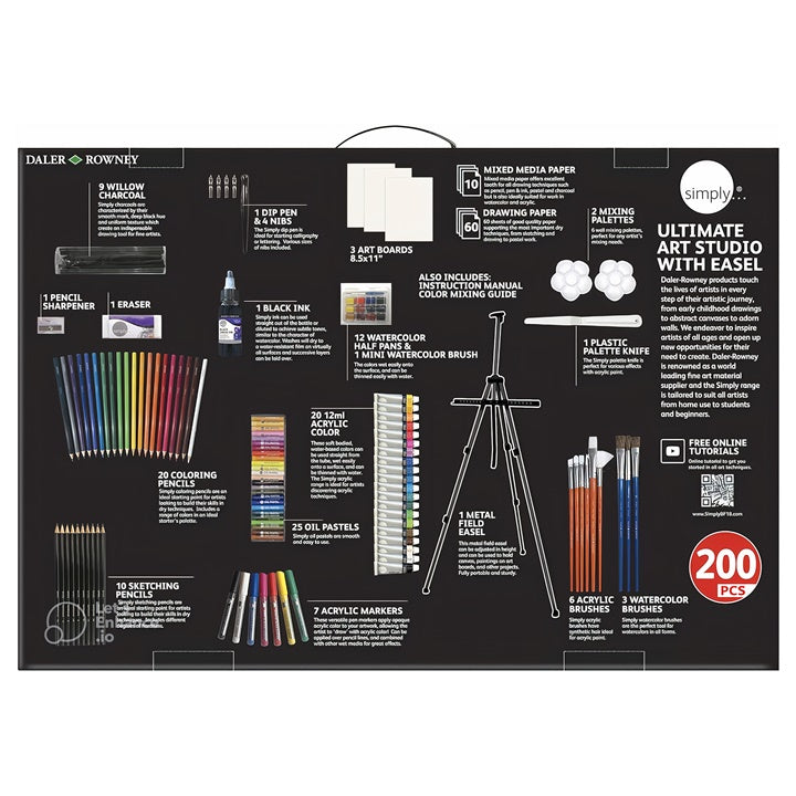 Duży zestaw artystyczny Daler-Rowney z 200-elementową sztalugą | Artmie