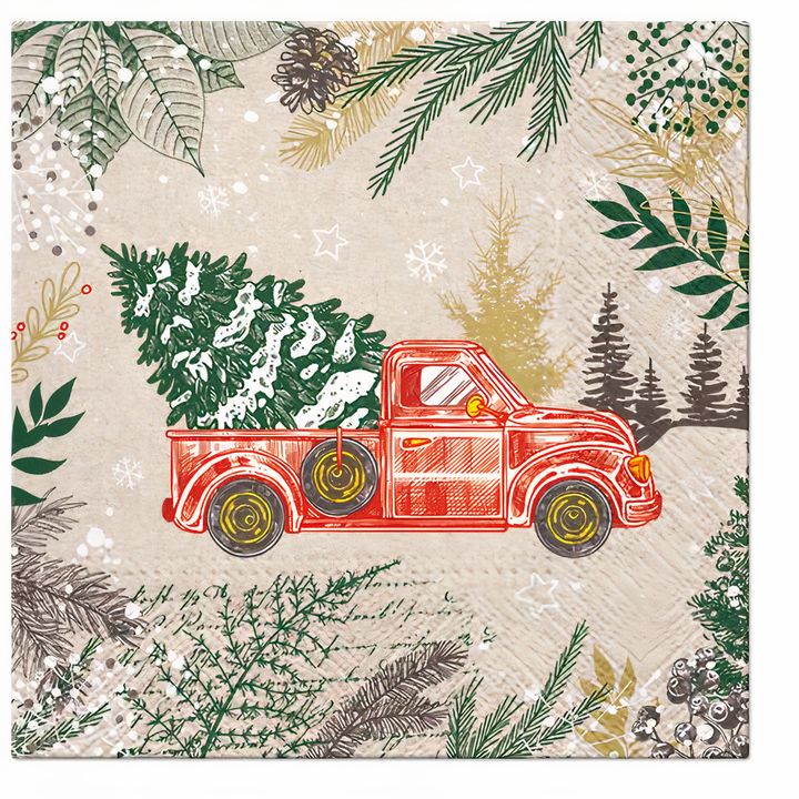 EKO Serwetki do decoupage Vintage świąteczne auto - 1 szt. | Artmie