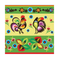 Eko Serwetki do Decoupage Folklore Roosters Green & Cream - 1 szt | Artmie
