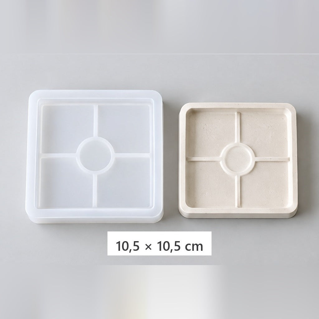 Elastyczna forma silikonowa do odlewania tac i podstawek – kwadratowa taca – 10,5 × 10,5 cm