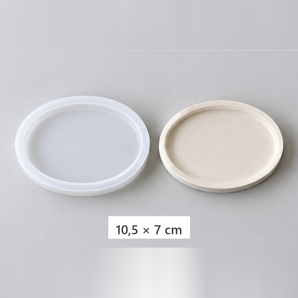 Elastyczna forma silikonowa do odlewania tac i podstawek – owalna podkładka – 10,5 × 7 cm