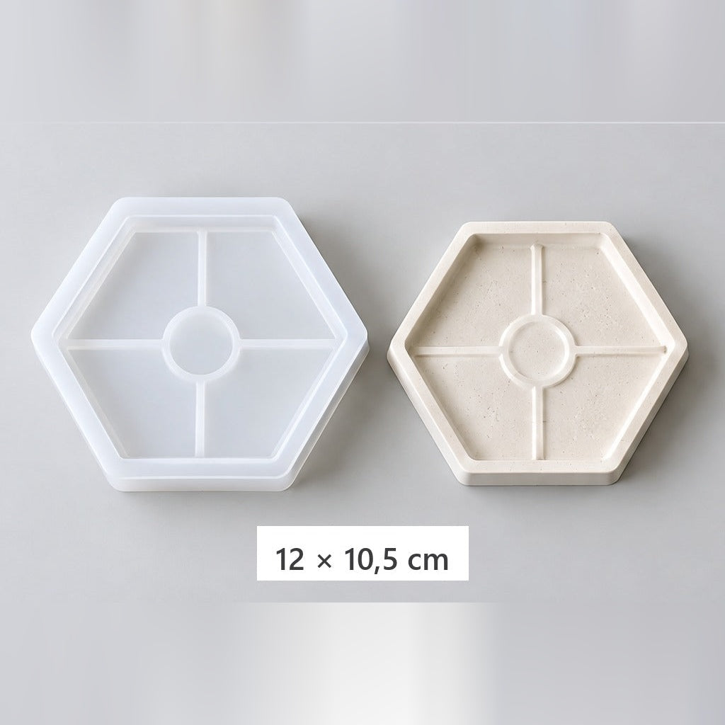 Elastyczna forma silikonowa do odlewania tac i podstawek – sześciokątna taca – 12 × 10,5 cm