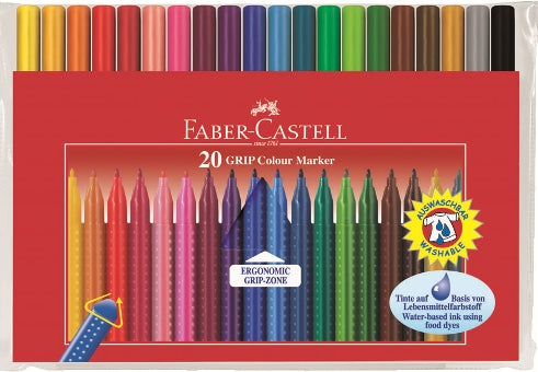FABER-CASTELL flamastry pisaki mazaki GRIP / 20 kolorów | Artmie