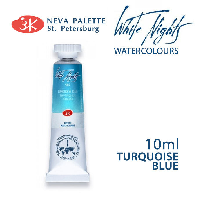 Farba akwarelowa White Nights 10 ml | różne odcienie - Błękit turkusowy
