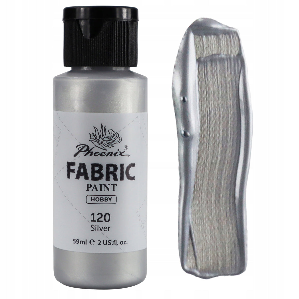 Farba do tkanin Phoenix 59 ml srebrna 120