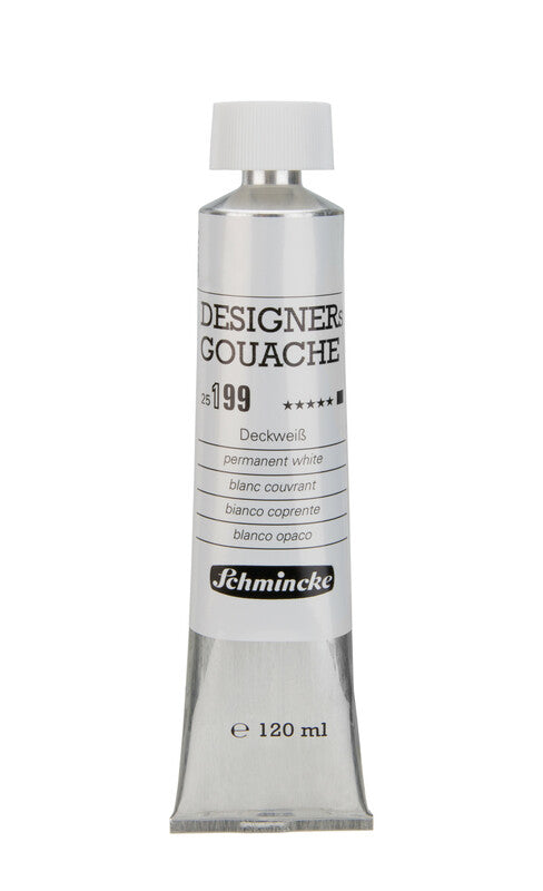 Farba gwaszowa Schmincke Designers Gouache 120 ml – 199 Biel kryjąca