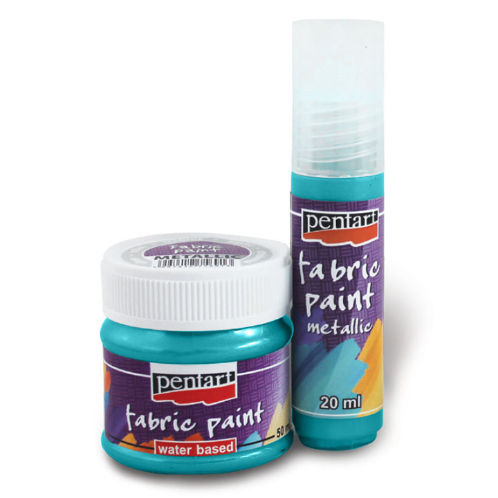 Farba do tkanin metaliczna - 20 ml – 6180 - metaliczna jasnoniebieska