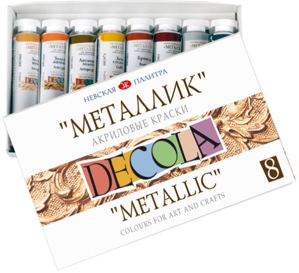 Farby akrylowe Decola - Metallic / zestaw 8 szt x 18 ml | Artmie