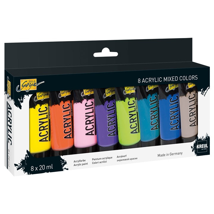 Farby akrylowe Kreul Solo Goya / zestaw mieszany 8 x 20 ml | Artmie
