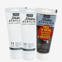 Farby akrylowe Pebeo Studio Acrylic set: biel i czerń / 3 x 100 ml | Artmie
