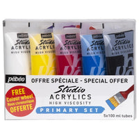 Farby akrylowe Pebeo Studio Acrylic - zestaw podstawowy / 5 x 100 ml | Artmie