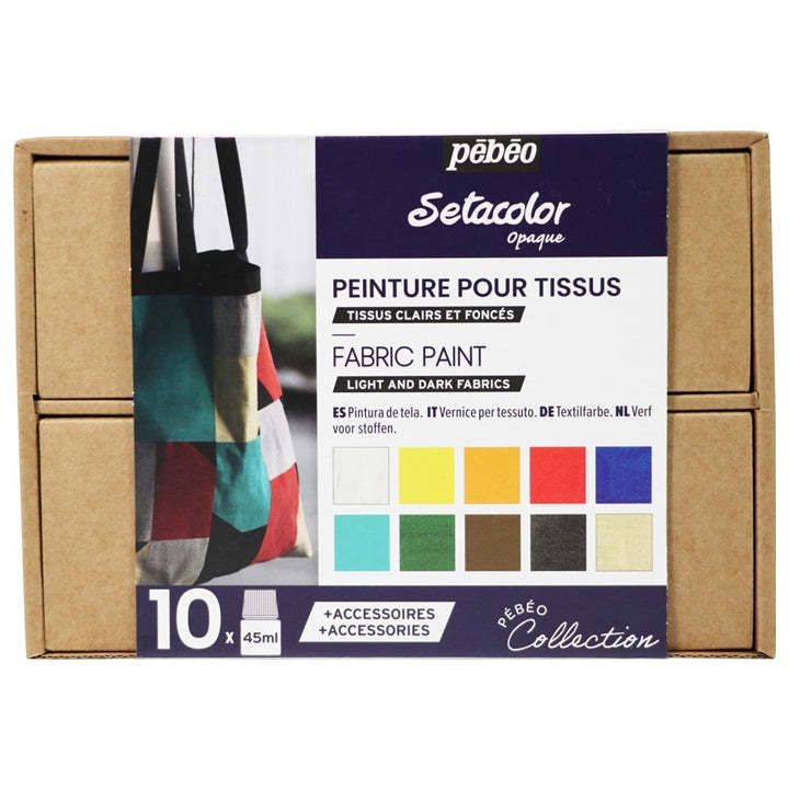 Farby do ciemnych i jasnych tkanin Setacolor Opaque / zestaw 10 x 45 ml | Artmie